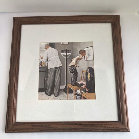 Norman Rockwell “Before the Shot” at The Doctor’s Office Framed Print - Picture 2 of 8